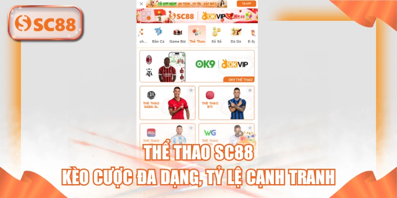 Thể Thao SC88 - Kèo Cược Đa Dạng, Tỷ Lệ Cạnh Tranh